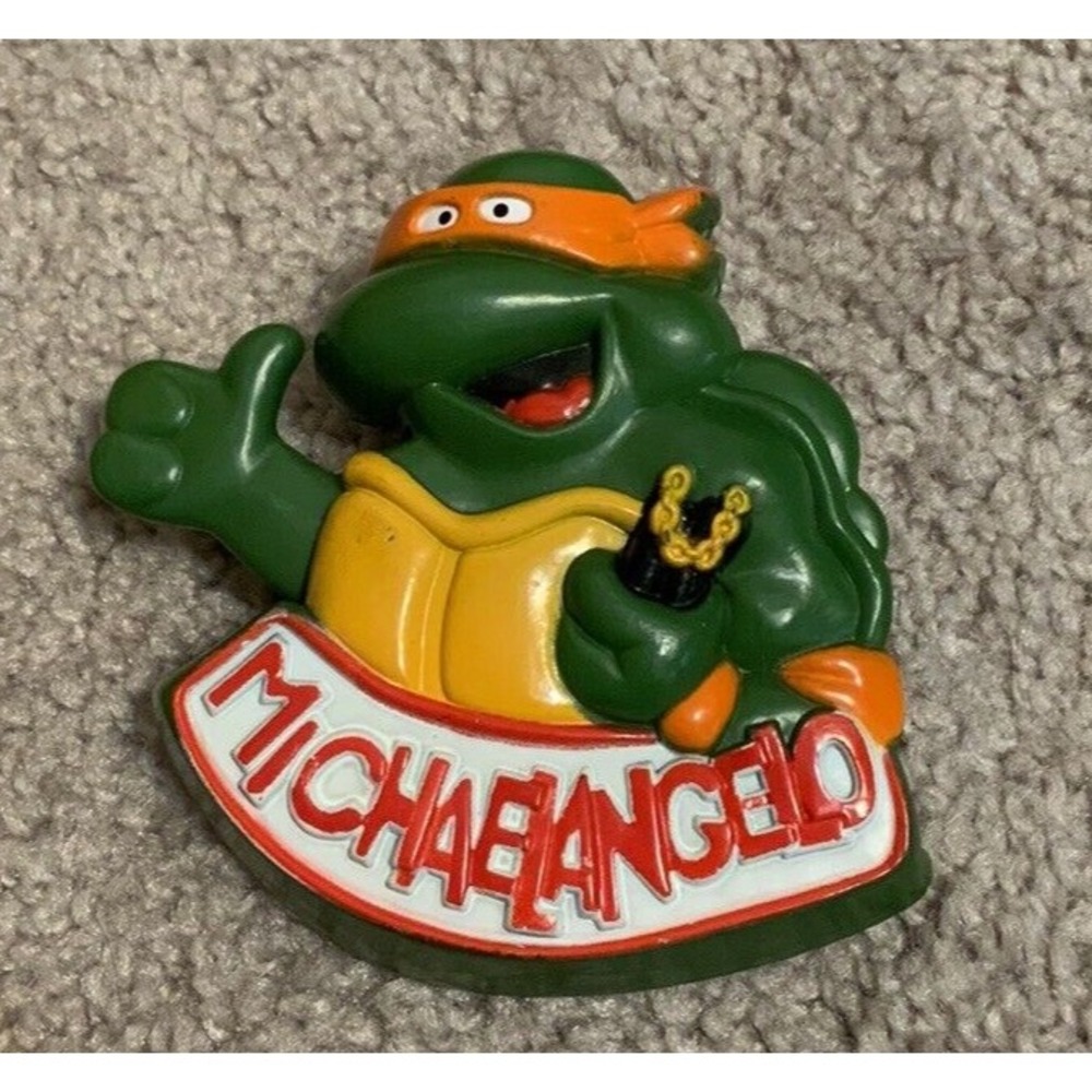 Vintage‎ Burger King 1989 TMNT Ninja Turtle Michaelangelo Green Badge